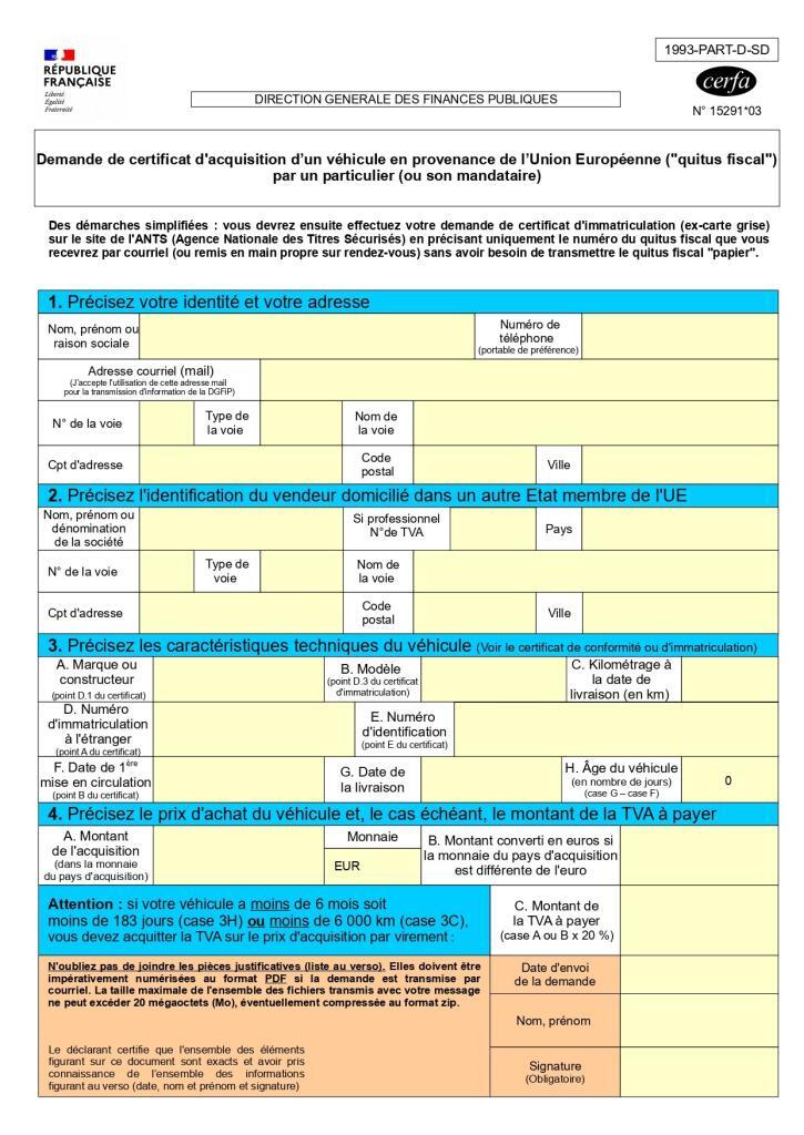 Comment demander un quitus fiscal pour une demande de carte grise ?​