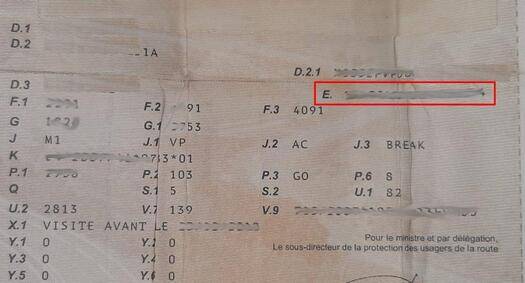 Localisation du VIN sur la Carte Grise et à quoi il sert